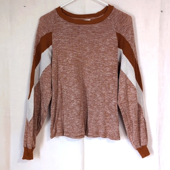 eyeshadow Heather Orange Lightweight Crewneck Sweater Size Small - Picture 1 of 5